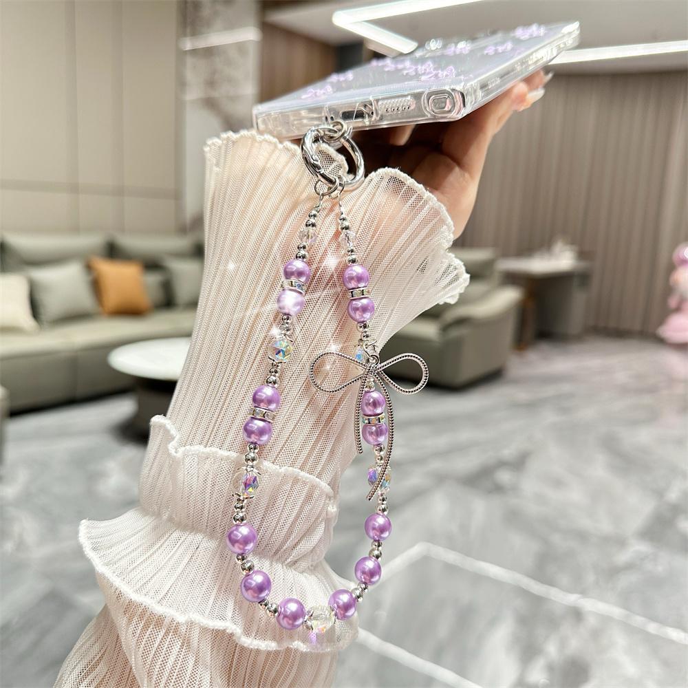 Cute Bowknot Bracelet Transparent Case for Samsung Galaxy S24 Ultra S23 Plus S22 FE A15 A16 A25 A35 A55 A13 Wrist Chain Cover