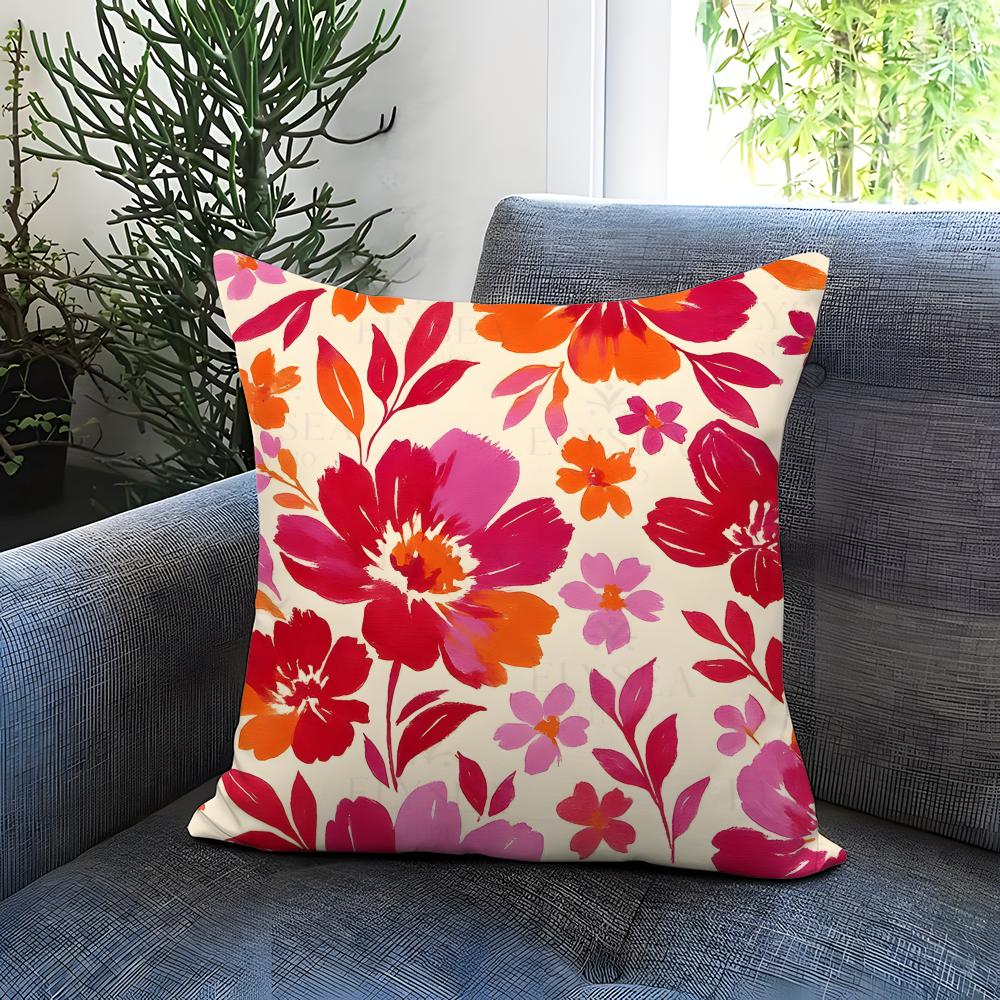 Flowers and plants Cushion Cover Comfortable Reversible Pillow Cover Ideal for Car Sofa Bedroom Beyond