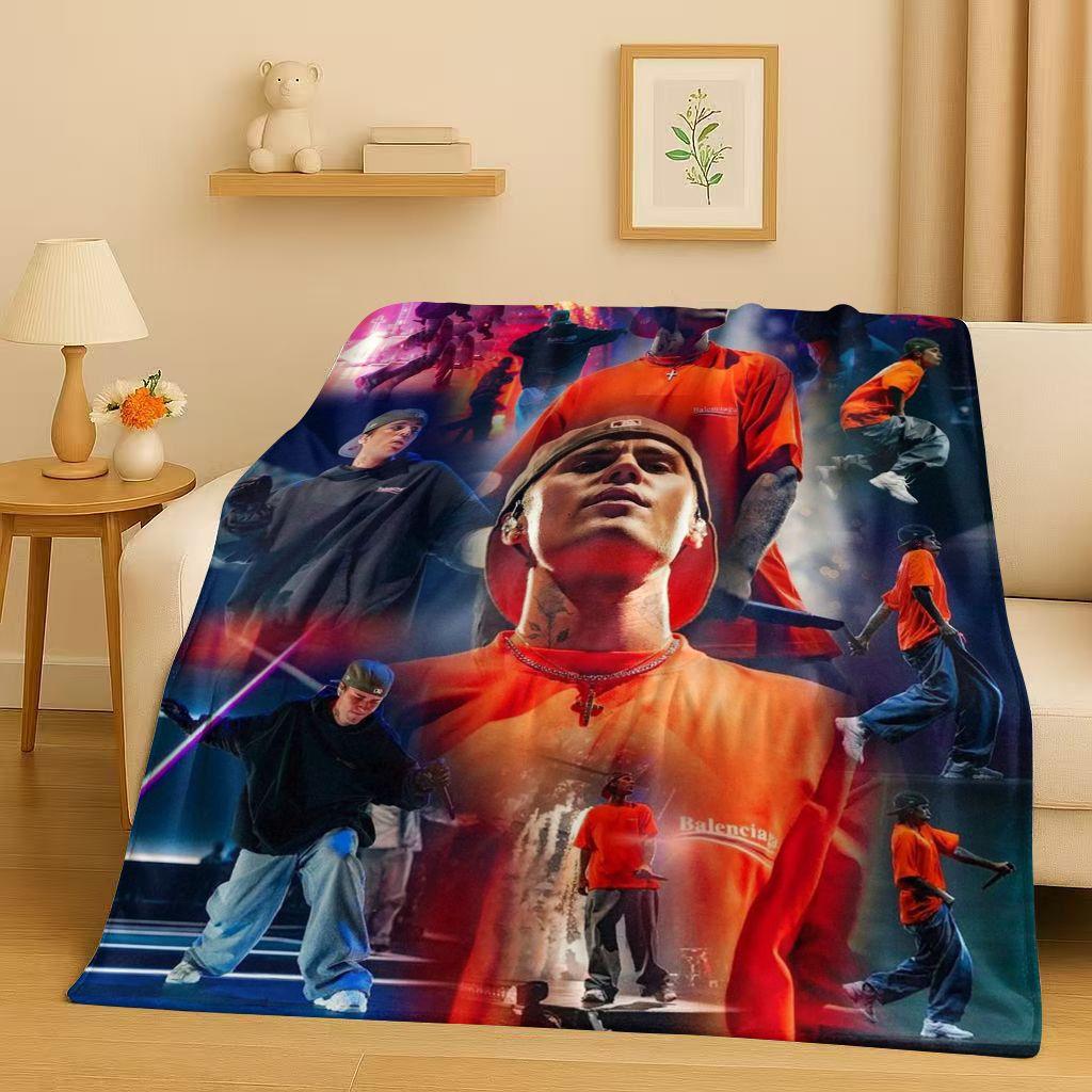 Neue Mode B-Bieber Sänger Star Flanelldecke, Ultraweiche Warme Plüschdecke für Zuhause Schlafzimmer Bett Sofa Abdeckung Büro Reise Geschenk