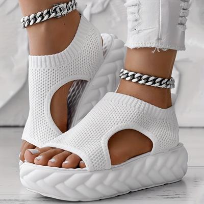 Knitted Casual Elastic Thick-soled Casual Flat Sandals
