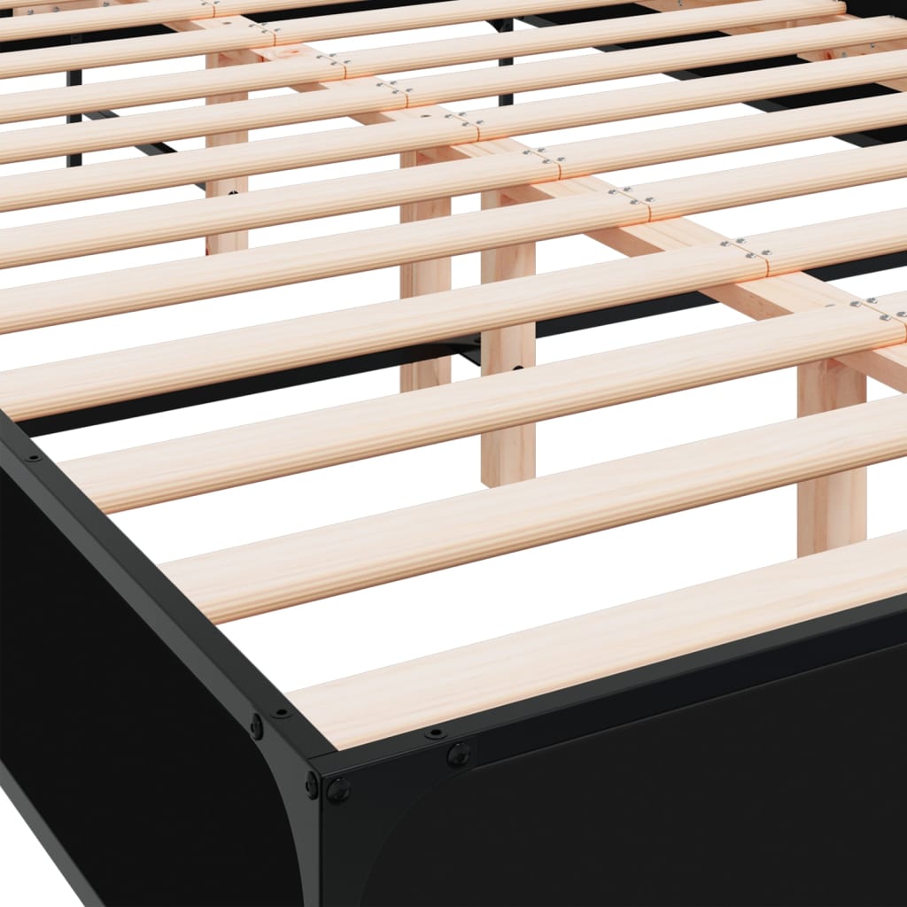 Bed Frame In Black 150 X 200 Cm Made of Engineered Wood and Metal