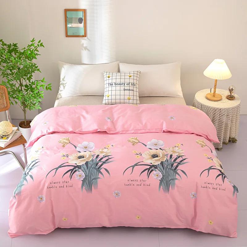 

Комплект постельного белья из хлопка, двусторонний, современный, уютный, с клетчатым узором, мультяшным цветочным рисунком, размер Queen/King, без наволочек. 2pcs pillowcase