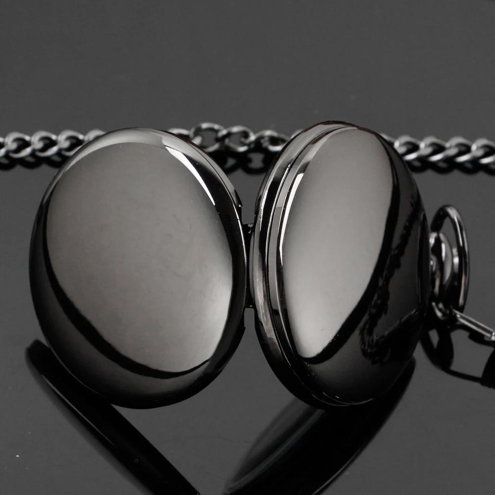 10pcs/lot Luxury Sensitive Smooth Retro Black Quartz Pocket Watch Men's Gentlemen's Sweater Chain Clock Male Best Gift
