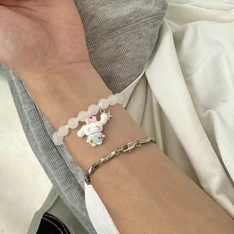 New Women's Mori Style Butterfly Glass Bracelet with Colorful Crackle Beads
