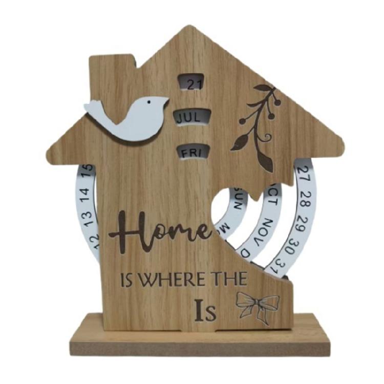 Adjustable Date Wooden Manual Rotating Annual Calendar Desktop Ornament Stable Base Creative Gift Design for Occasions