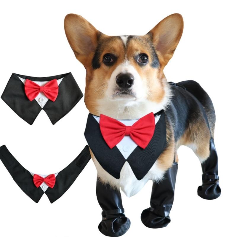 Classical BowTie Dog Necktie Soft Canvas Collar Decoration Gentlemen Pet Fashion Necktie Easy To Wear Pet Accessories