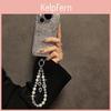Moderne Luxus-Perlen-Kristall-Handykette mit Herz-Anhänger für Damen und Herren