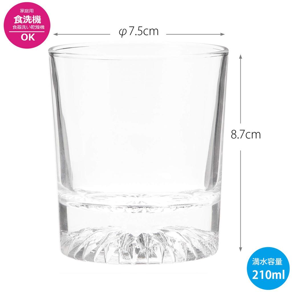 Toyo Sasaki Glass Whiskey Rock Hokuto Set of 7 Old Fashioned Made in Dishwasher Transparent Glasses, Glasses, Design, 210ml, 6, Glasses, Japan, Safe,