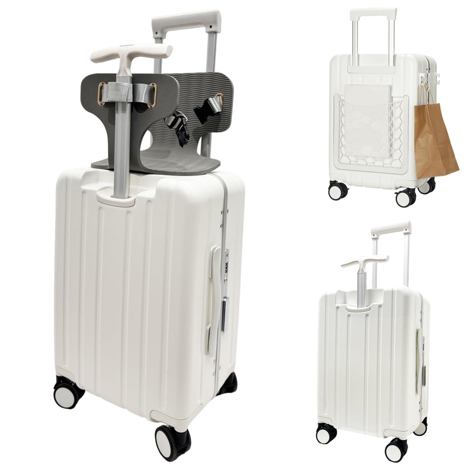 

Чохол для валізи з сіткою для перенесення мобільного телефону, подвійне перенесення на 360 градусів, оснащене сидячою валізою TSA [Hopeholic] для дітей. білий