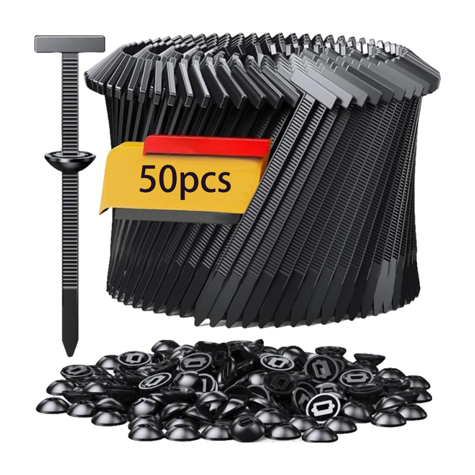 

50/100/150/200pcs Universal Cable Tie Buckle Heavy Duty Self-Locking Zip Ties Holder with Pin & Button Design for Car Body