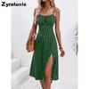Trendy Summer New Dress Imported Sexy Halter Slit Floral Sundress