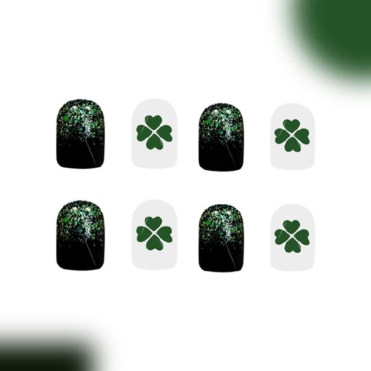 Square Fake Nail Saint Patrick’s Day Press On Nail Artificial Nail False Nail Glues On Nail Designs French Nail Tips