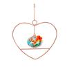 Heart-Shaped Hummingbird Feeder Hanging Water Feeder with Perch Colorful Glass Bottle Wire Frame Hummingbird Feeder for Porch Yard Garden Outdoor