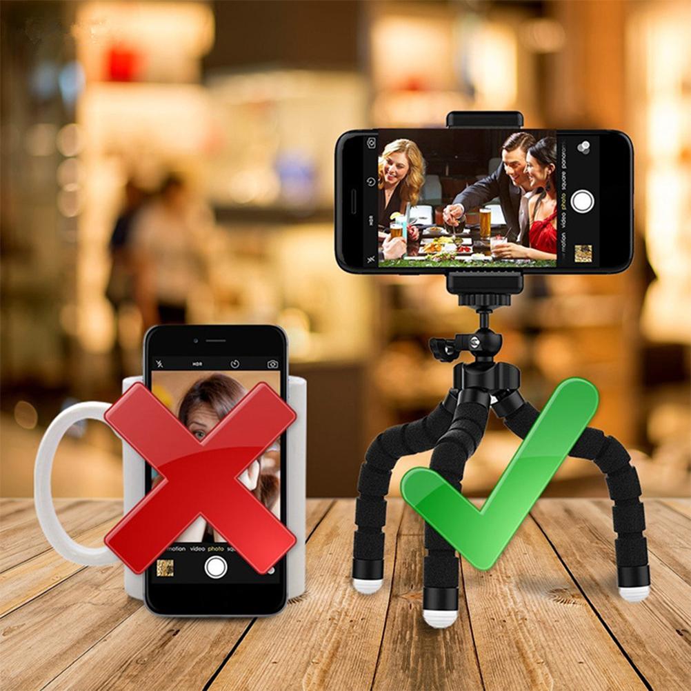 Flexible Sponge Octopus Mini Tripod for iPhone Camera Tripod Phone Holder Clip Stand with Bluetooth Remote Shutter