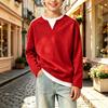 Kids Unisex Long Sleeve Color Mock Two-Piece Pullover Sweatshirt for Boys and Girls