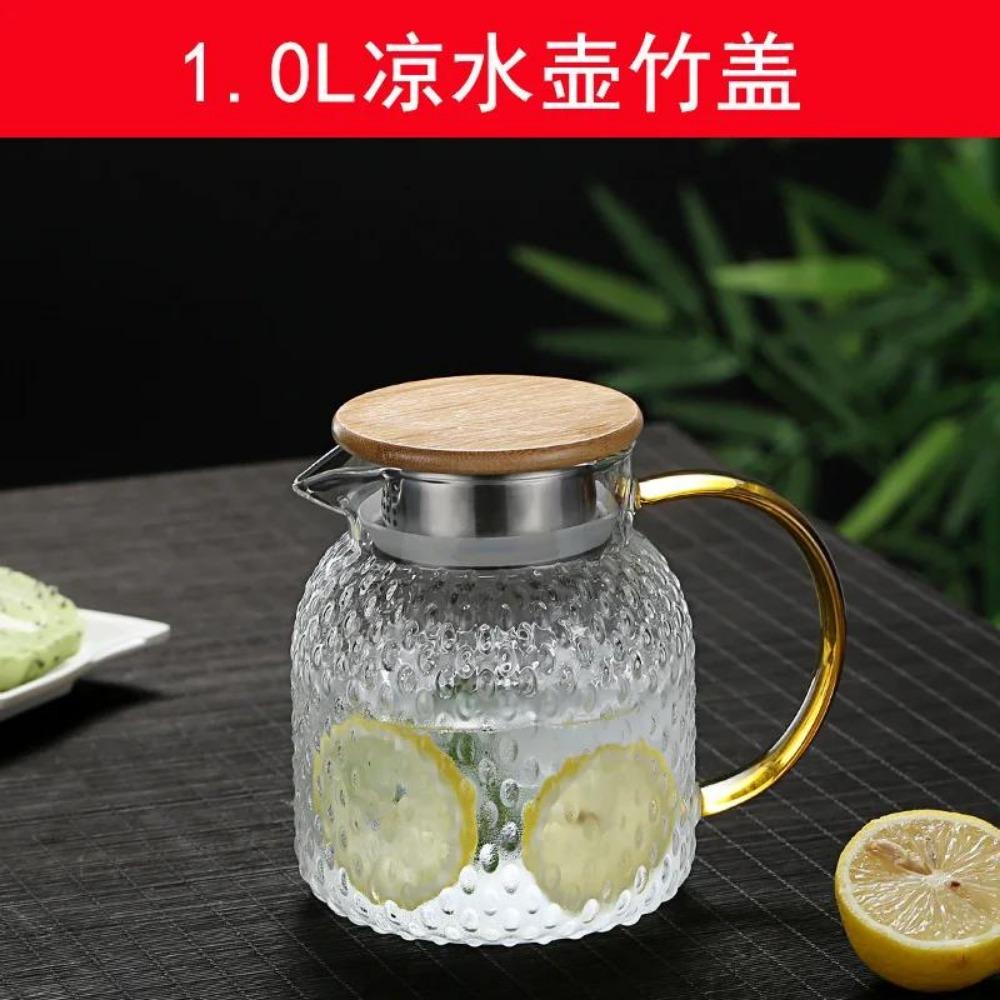 

Скляний глечик Скляний глечик з кришкою Високоборосилікатне скло Міцний глечик для води для холодних/гарячих напоїв Холодний чай Сік Молоко 1PC