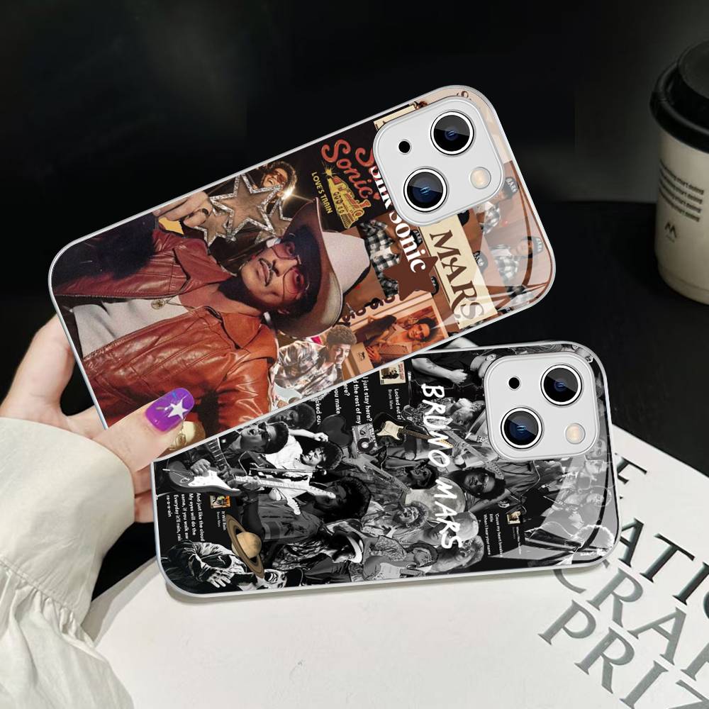 B-Bruno M-Mars Singer Tempered Glass For Iphone 14 13 12 11 Pro Mini XS MAX 14Plus X XS XR Fundas