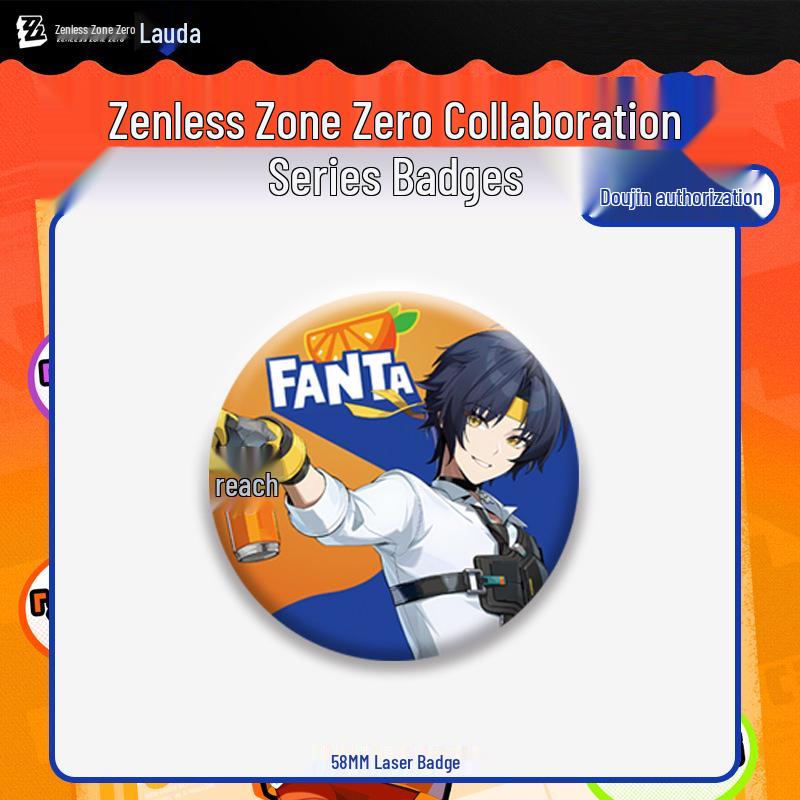Zenless Zone Zero x Fanta Collaboration: Hoshimi Miyabi & Asaba Yuma Badge Collection 58mm Laser Badge