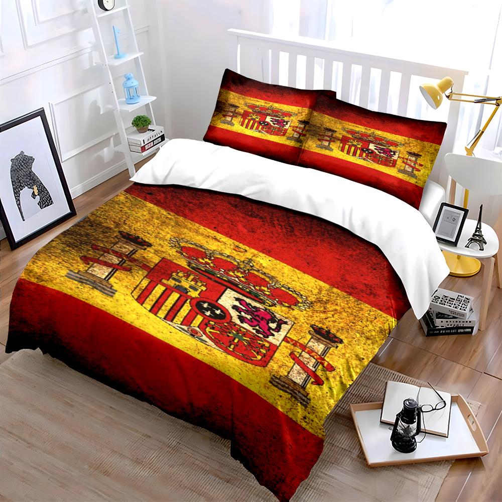 Spanish Flag Bedding Set Bedding Duvet Cover Set Duvet Cover Pillowcases Home Decor (1 * Duvet Cover 2 * Pillowcases, without duvet insert)