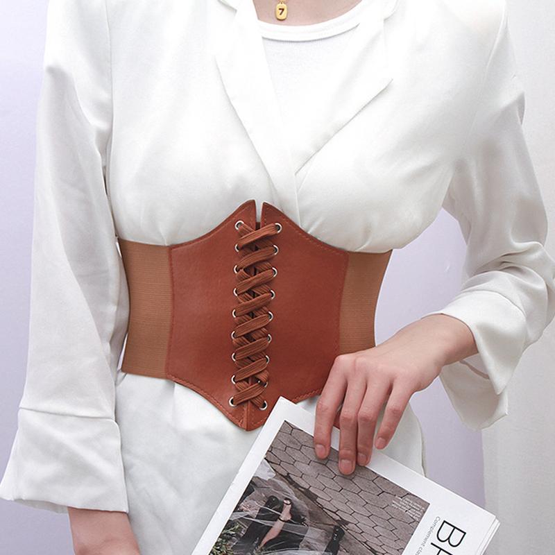1PC Delicate Texture Elegant Posture Soft Durable Faux Leather Shirts Stylish Versatile Wide Waistband Daily