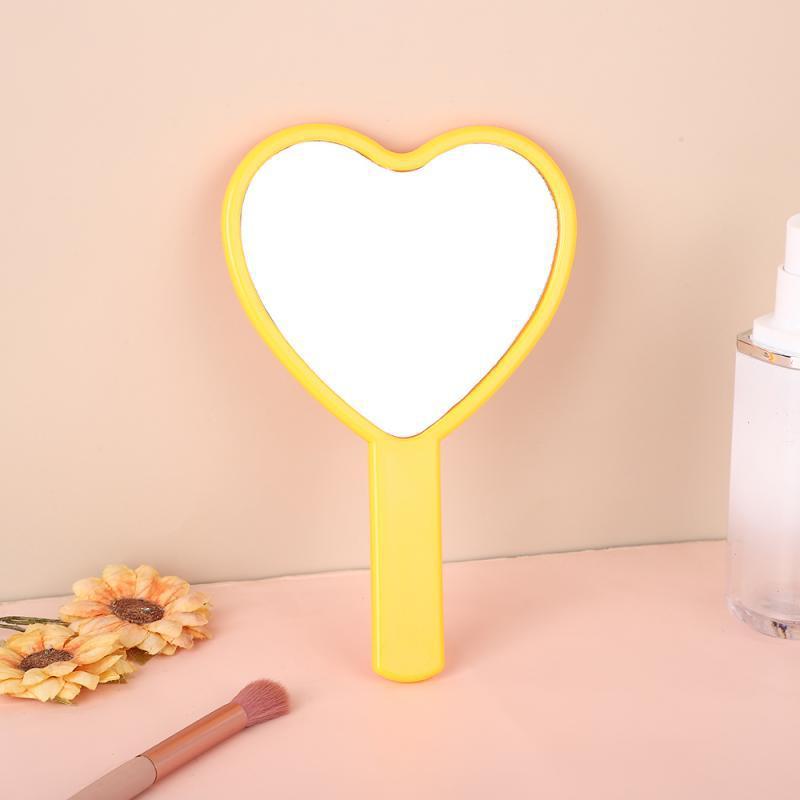 

Heart-Shaped Peach Handle Mirror: Cute Handheld Makeup Mirror for Girls, Single-Sided Small Gift