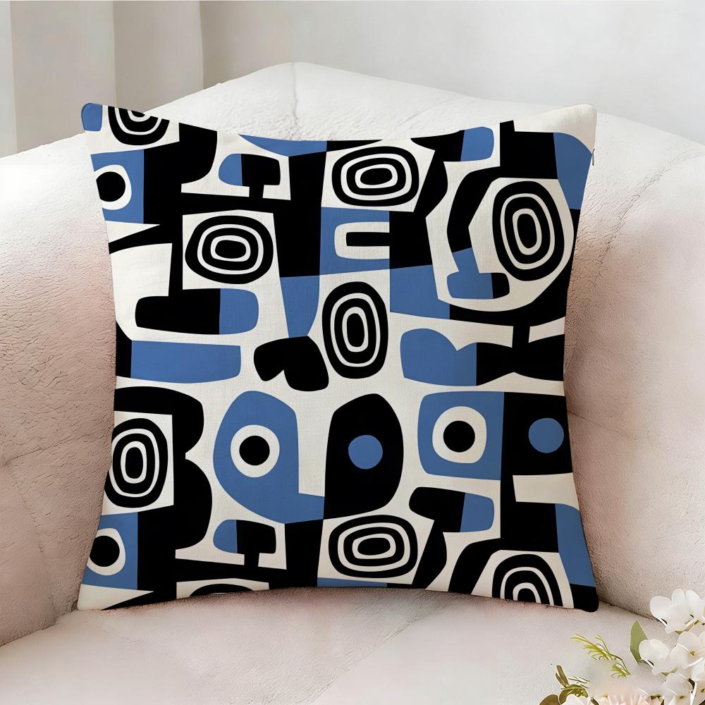 Retro Geometric Shading Pillow Case Pillowcase Doublesided Printed Sofa Cushion Bedroom Headboard Pillow