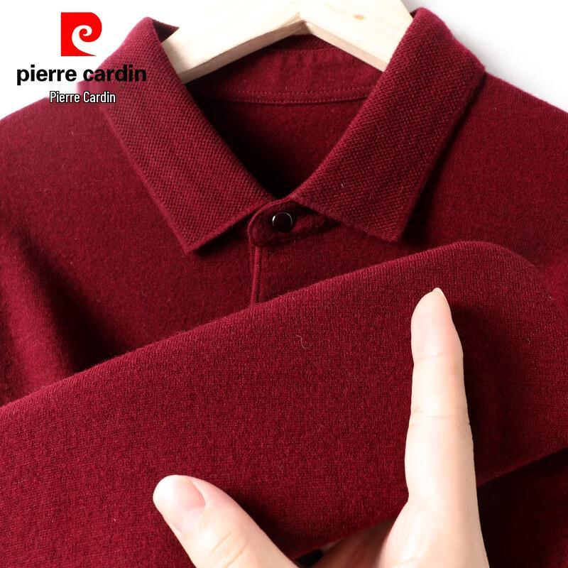 Pierre Cardin Men's 100% Pure Wool Turn-down Collar Pullover Sweater