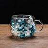 300ml Heat-Resistant Glass Water Cups with Real Dried Flower Aesthetic Coffee Mugs & Tea Glasses for Home, Office, Party