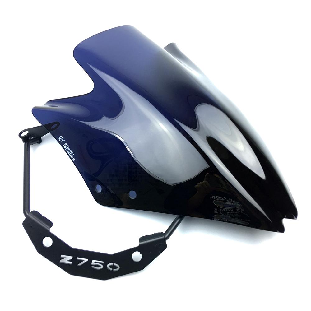 Motorbike Windshield Windscreen w/Bracket High Quality Black For Kawasaki Z750 Z750R Z 750