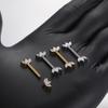 1 Peça Barra de Titânio para Mamilo com Argola Cristal CZ Banhada a Ouro com Escudo Pendurado Barra para Mulheres Piercing de Mamilo com Rosca Interna