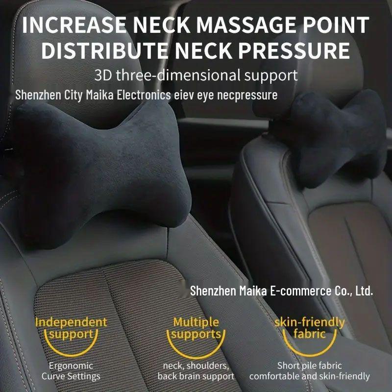 

Memory Foam Car Neck and Waist Support Pillow Set Black Headrest (Single)