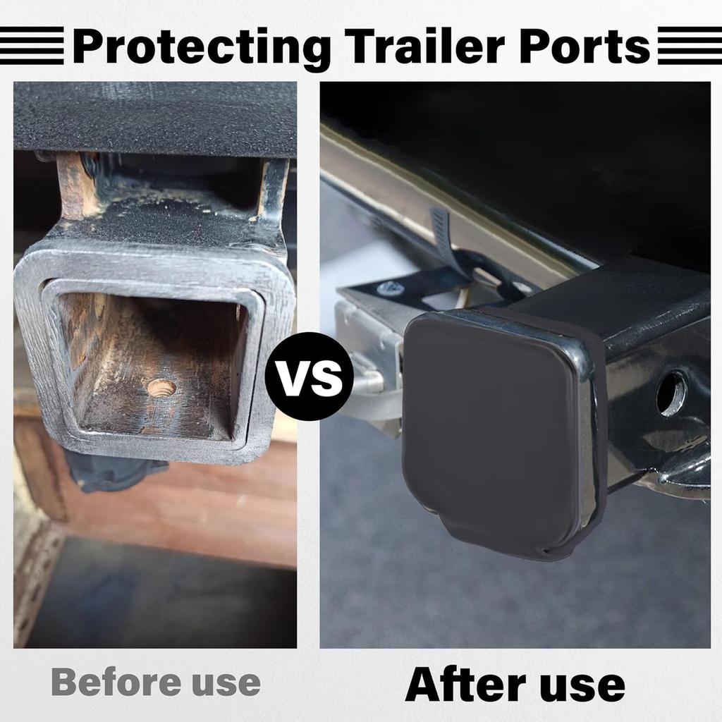 2 Inch Rubber Trailer Hitch Cover, Durable Tow Hitch Covers, Car Exterior Accessories Fits For 2 Inches Hitch Receivers, Hitch Cover Tube Plug Cap