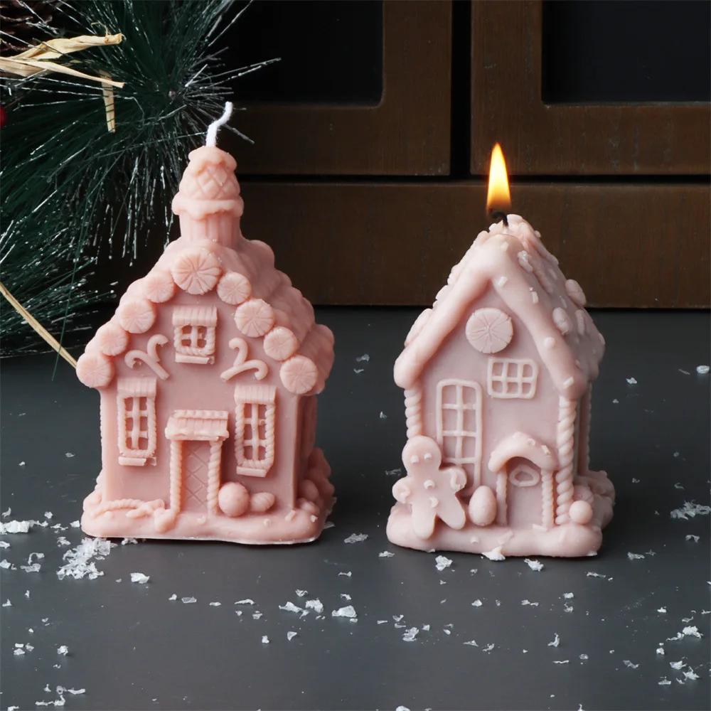 3D Christmas Tree House Candle Silicone Mold Candy Castle Candle Mold Christmas Snow Deer House Resin Gypsum Mold Christmas Gift
