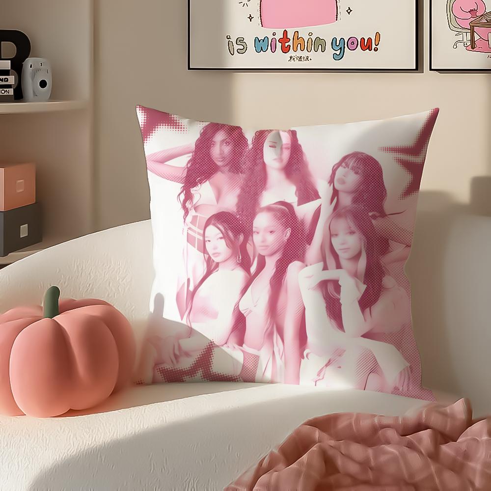 Pop Girl Group KKATSEYE Cushion Cover Pillowcase Short Plush Invisible zipper Room Sofa Cushion Cover
