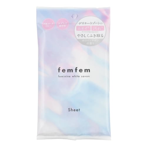 femfem Sensitive Zone Sheets, Odor Care, Dark Spots, Itching, Botanical Care, Sweat Care, Deodorant, Alcohol-Free (10 Sheets)