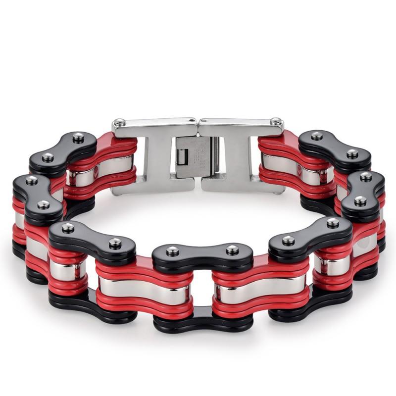 Stainless Steel Biker Bracelet Men - Hip Hop Style Cycling Safety Accessory With Chain Design Geometric