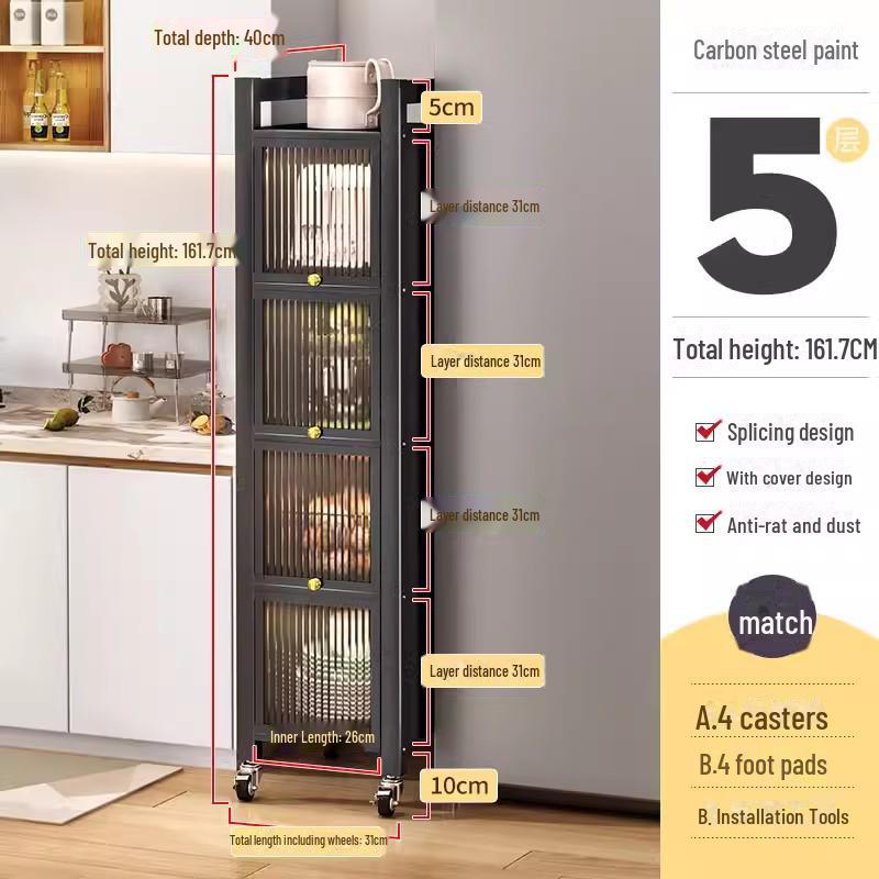 Kitchen Storage Cabinet with Microwave and Pot Rack