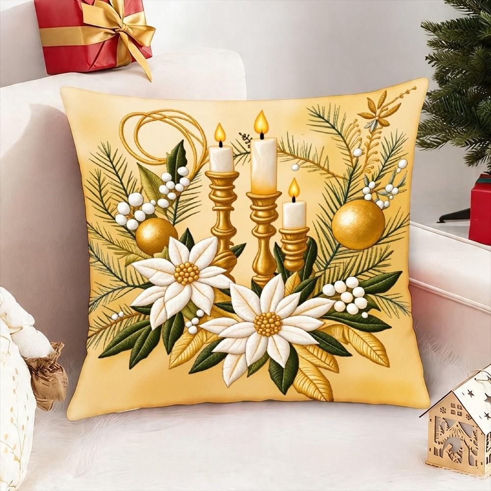 Plush Christmas Pillow Cover Soft Xmas Tree Pillowslip Elk Santa Pillow Cover  Living Room