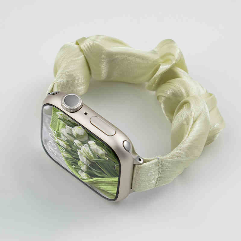 INS Chiffon Ice Silk Elastic Scrunchie Strap For Samsung Galaxy Fit3 SM-R390 Slim Girl Band Loop Bracelet For Galaxy Fit 3