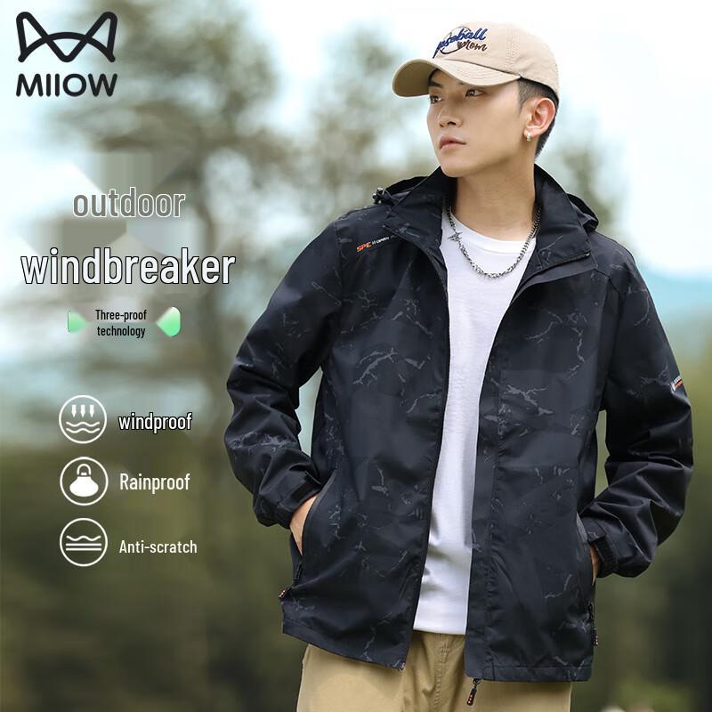 

MiiOW Men s Windproof Hooded Outdoor Jacket 4XL