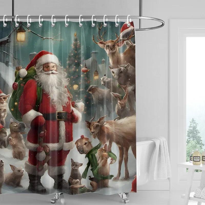 Dekoracja domu zasłony prysznicowe do łazienki wodoodporna tkanina zasłonowa Nowoczesny styl skandynawski Salon Wesołych Świąt zima