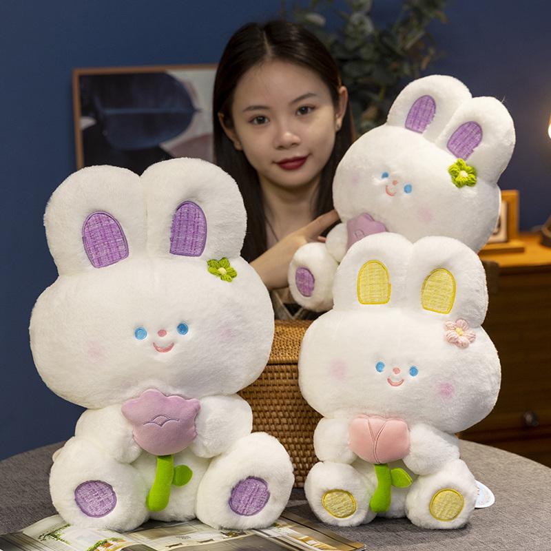Adorable Hug Tulip Flowers Bunny Plushie Stuffed Cartoon Rabbits with Carrot Bread Strawberry Baby Appease Cuddly Doll Plush Toy St Practical Use