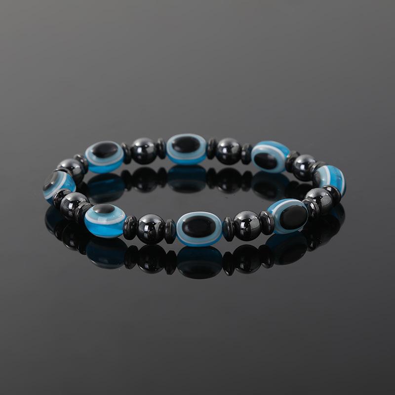 New Arrival Turkish Evil Eyes Bracelet Hematite Stone Therapy Health Care Magnetic Bangle Yoga Bracelets for Women Men Jewelry