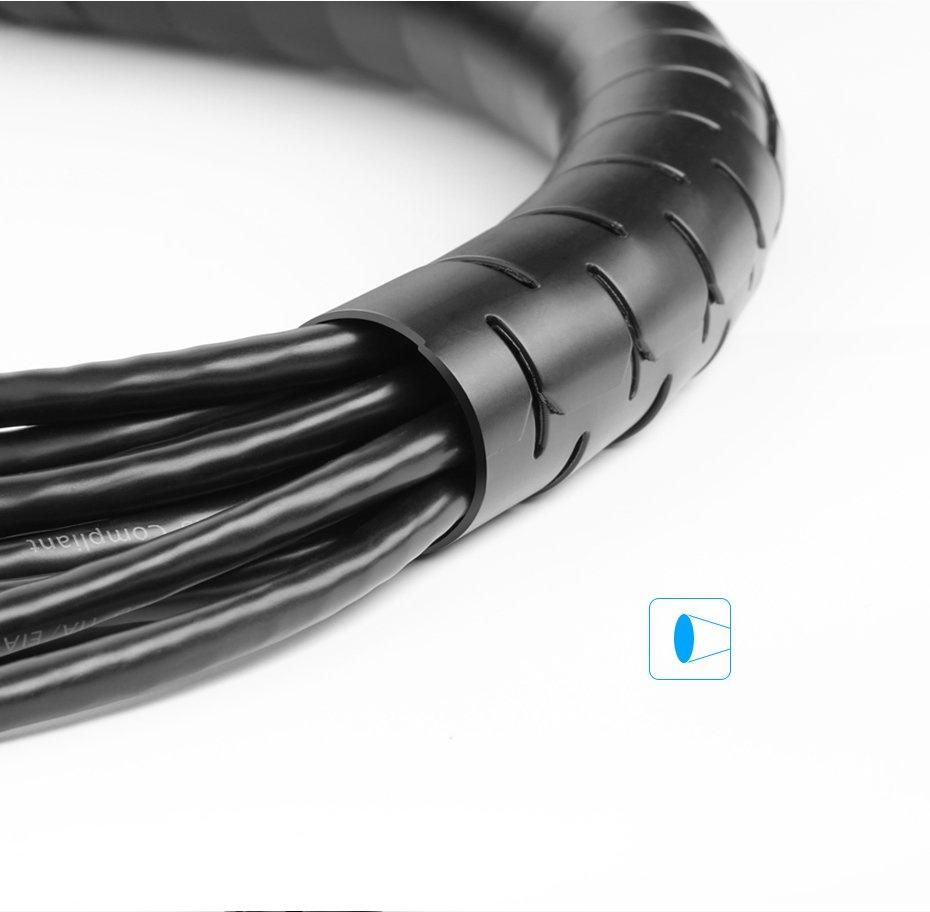 Ugreen 3-Meter Cable Organizer Sleeve - Flexible & Durable Black Cord Management Solution