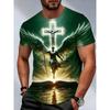Summer Men's 3D Jesus Print Crew Neck T-Shirt