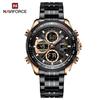 NAVIFORCE 9197 Digital Quartz Watch Men Three Time Quartz Wrist Mens Watch Countdown Steel Wristwatch Clock Relogio Masculino
