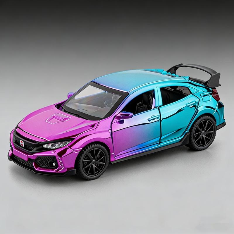 1:32 HONDA CIVIC TYPE-R Alloy Car Model Diecasts & Toy Vehicles Metal Sports Car Model Sound and Light Collection Childrens Gift