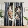 Cute Cat Peeking Out Theme Print Drapes Room Darkening Window Curtains for Home Decor,Rod Pocket Blackout Curtains Bedroom
