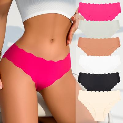 Slip da Donna Sottili Sexy Personalità Bordo Ondulato Seta di Ghiaccio Senza Cuciture Traspiranti Invisibili a Vita Bassa per Primavera ed Estate