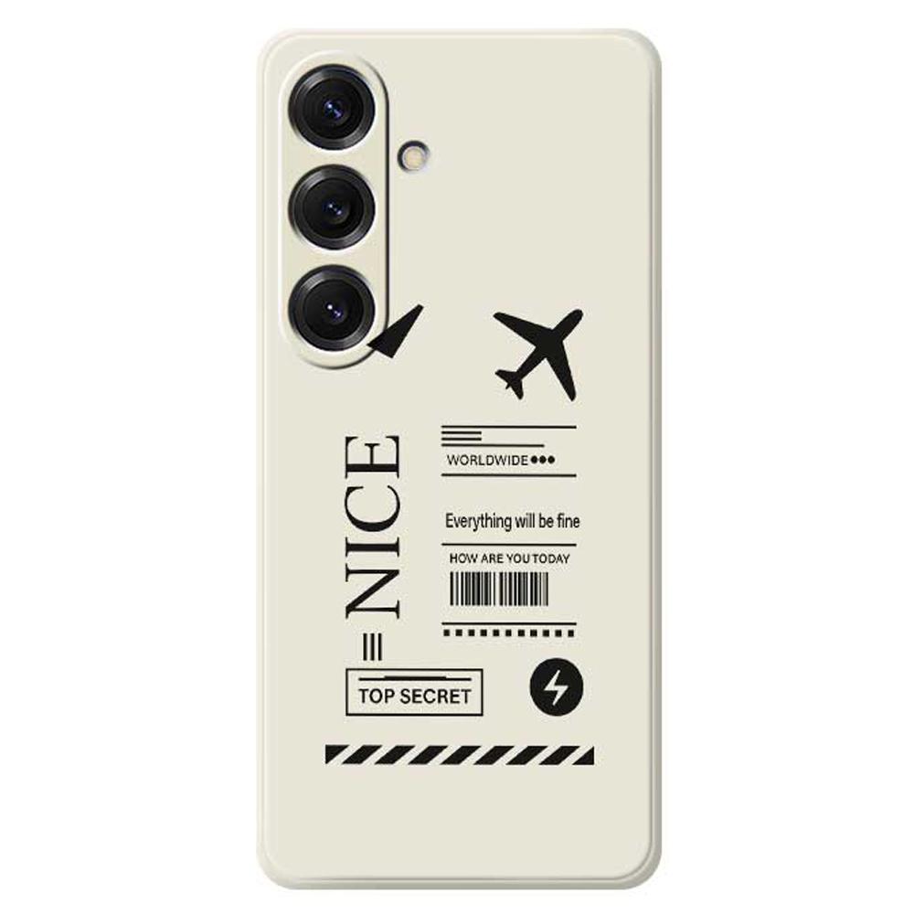 For Samsung Galaxy S25 Case Boarding Ticket Pattern Printing Straight Edge TPU Phone Back Cover